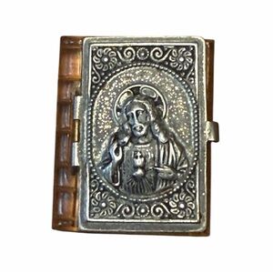 Antique Pocket Reliquary Shrine with Medal of  Jesus and Saint France